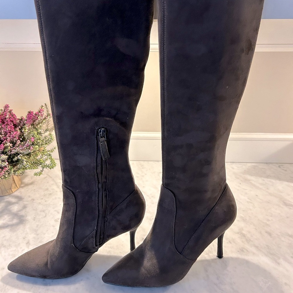 Nine West Tall Dark Grey Suede Boots- Size 7